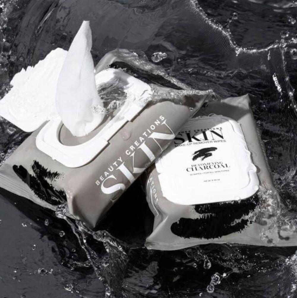 Beauty Creations SKIN Detoxifying Charcoal Makeup Remover Wipes NEW